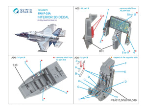 Quinta Studio QD48479 F-35A 3D-Printed &amp;amp; coloured Interior on decal paper (Kitty Hawk/Zimi Model) 1/48 – zdjęcie 2