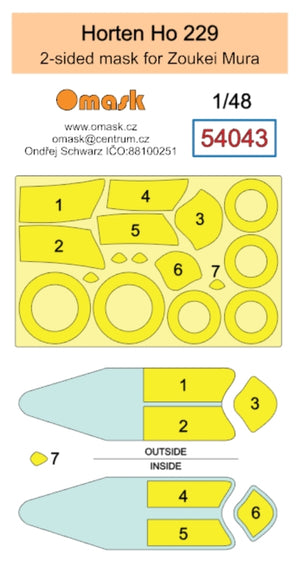 Omask 54043 Horten Ho 229 double-sided mask (for Zoukei Mura) 1/48 – zdjęcie 2