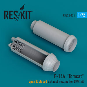RESKIT RSU72-0131 F-14A &amp;quot;Tomcat&amp;quot; open &amp;amp; closed exhaust nozzles for GWH kit (3D Printed) 1/72