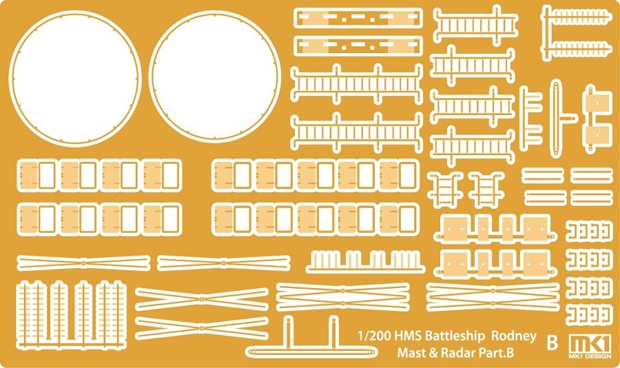 MK1 Design MS-20014 HMS RODNEY MAST&amp;amp;RADAR SET 1/200 – zdjęcie 4