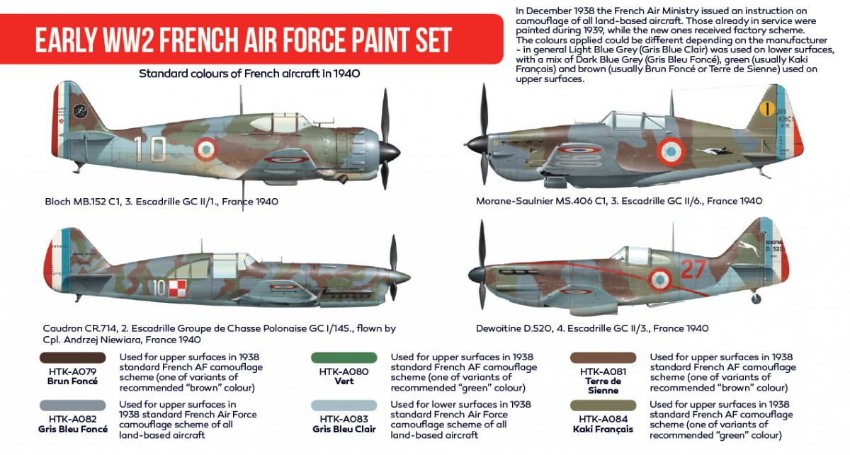Hataka HTK-AS16 Early WW2 French Air Force paint set (6x17ml) – zdjęcie 2