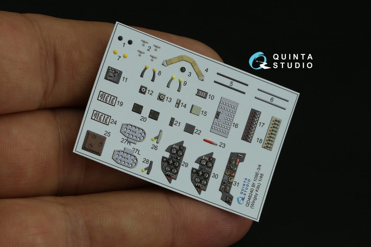Quinta Studio QD48240 Bf 109E-3/4 3D-Printed &amp;amp; colored Interior on decal paper (Wingsy kits) 1/48 – image 9