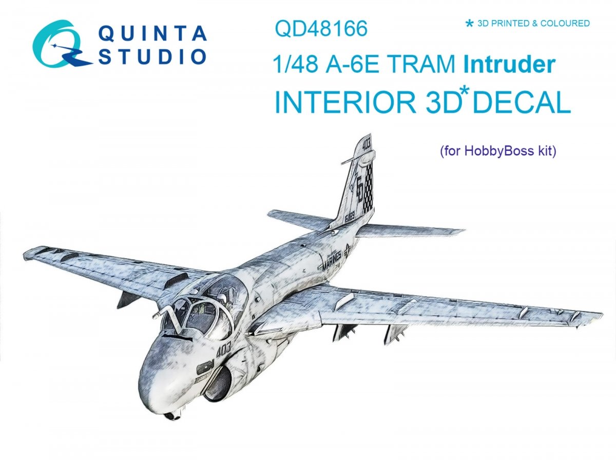 Quinta Studio QD48166 A-6E TRAM Intruder 3D-Printed &amp;amp; colored Interior on decal paper (for HobbyBoss kit) 1/48
