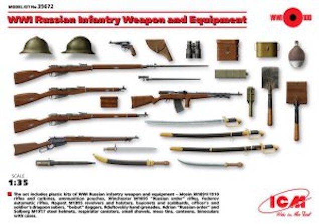 ICM 35672 Russian Infantry Weapon and Equipment (World War I) 1/35