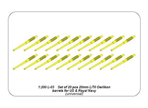Aber 200L-03 Zestaw 20 luf 20 mm L/70 Oerlikon Mk.10 do okrętów US 1/200 – zdjęcie 4