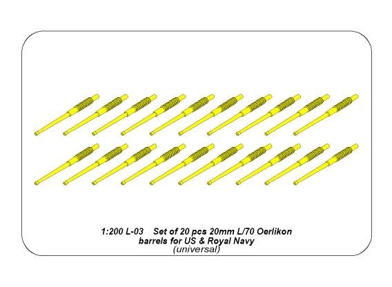 Aber 200L-03 Zestaw 20 luf 20 mm L/70 Oerlikon Mk.10 do okrętów US 1/200 – zdjęcie 4