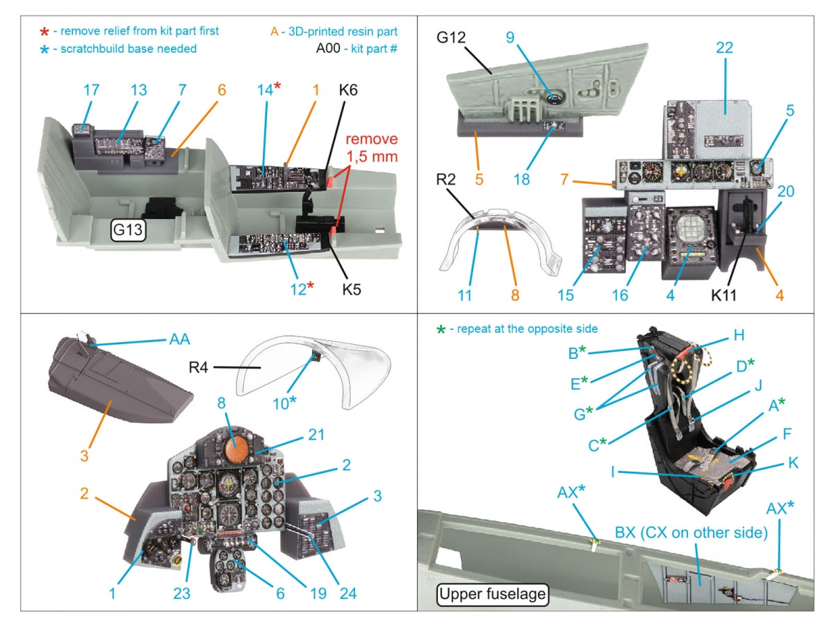 Quinta Studio QD+48485 F-4B Phantom II 3D-Printed &amp;amp; coloured Interior on decal paper (Academy) (with 3D-printed resin parts) 1/48 – zdjęcie 3