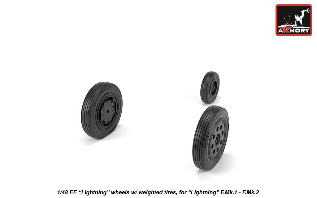 Armory Models AW48407 EE Lightning wheels w/ weighted tires, early 1/48 – zdjęcie 4