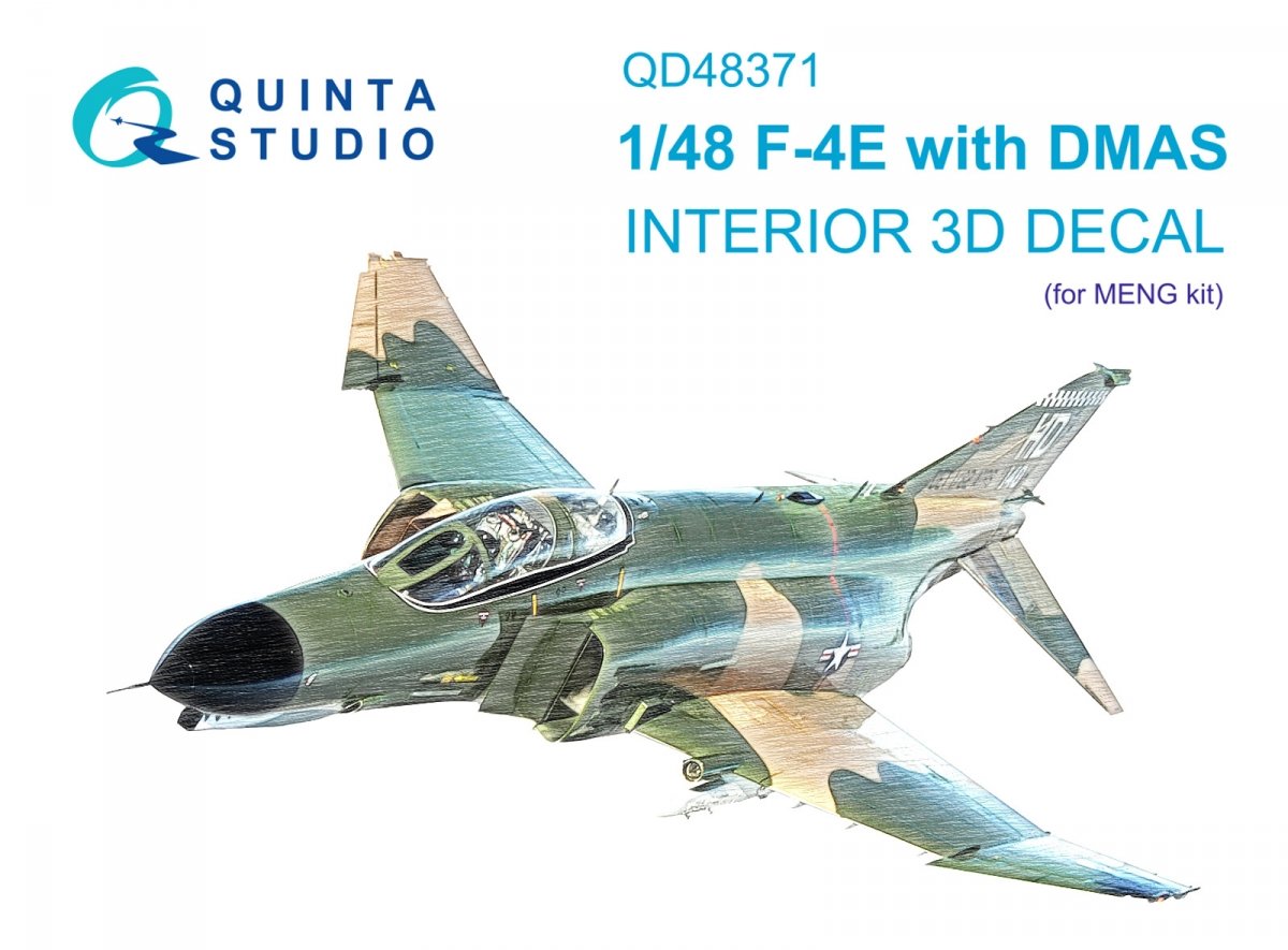 Quinta Studio QD48371 F-4E with DMAS 3D-Printed &amp;amp; colored Interior on decal paper (Meng) 1/48
