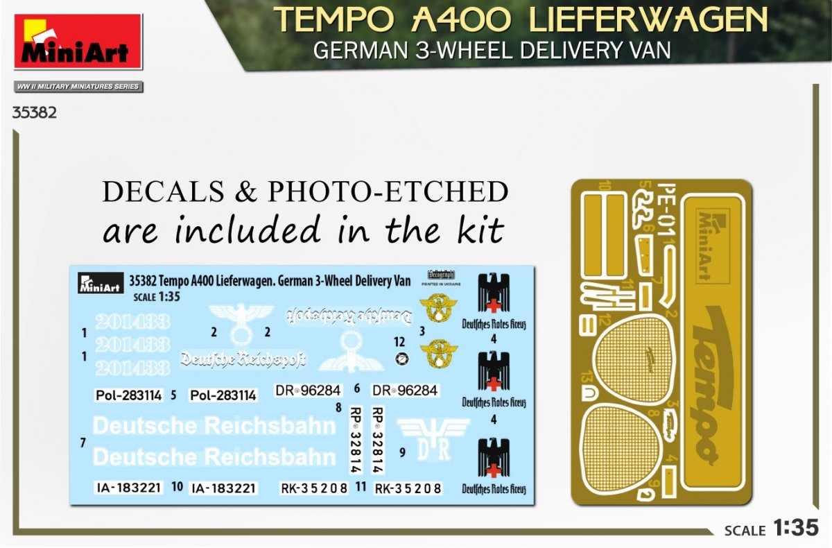 MiniArt 35382 TEMPO A400 LIEFERWAGEN. GERMAN 3-WHEEL DELIVERY VAN 1/35 – image 2