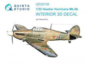 Quinta Studio QD32139 Hawker Hurricane Mk.IIb 3D-Printed &amp;amp; coloured Interior on decal paper (Revell) 1/32