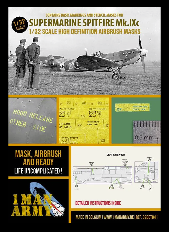 1 Man Army 32DET041 Supermarine Spitfire Mk IXc (Tamiya, Revell) 1/32