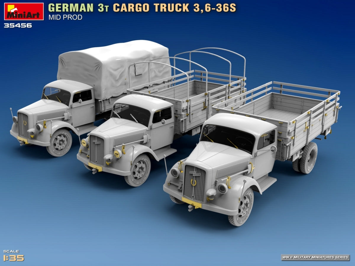 Miniart 35456 GERMAN 3T CARGO TRUCK 3,6-36S MID PROD 1/35 – zdjęcie 4