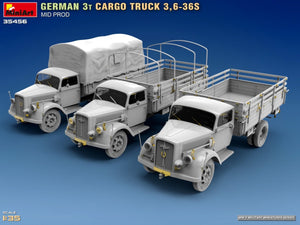 Miniart 35456 GERMAN 3T CARGO TRUCK 3,6-36S MID PROD 1/35 – zdjęcie 4