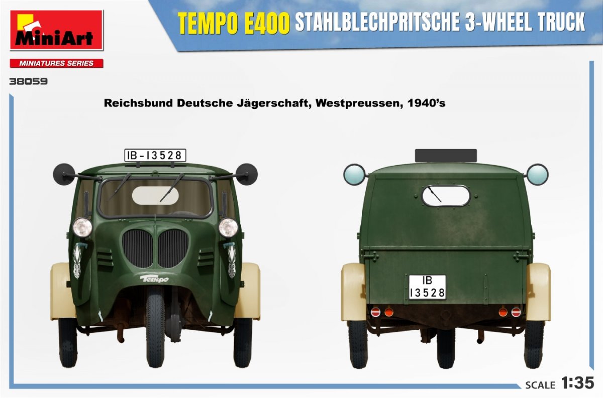 MiniArt 38059 TEMPO E400 STAHLBLECHPRITSCHE 3-WHEEL TRUCK 1/35 – zdjęcie 11