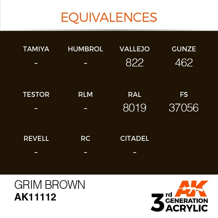 AK Interactive AK11112 GRIM BROWN – STANDARD 17ml – zdjęcie 2