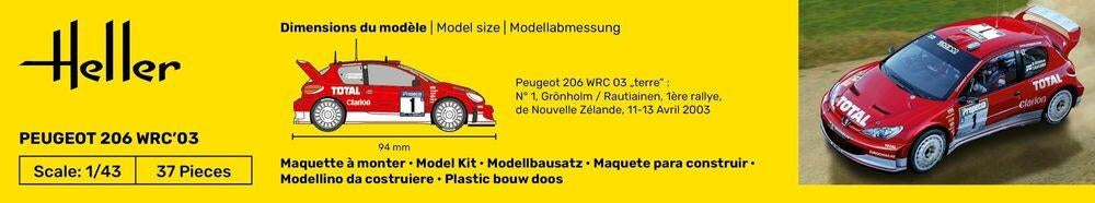 Heller 56113 Peugeot 206 WRC &amp;#39;03 - Starter Kit 1/43 – immagine 2