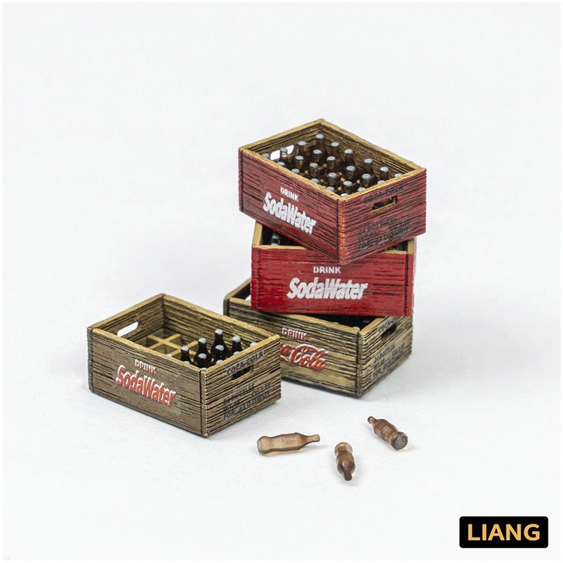 Liang 0433 Beer Soda Bottle Crates WWII x 4 1/35 – zdjęcie 2