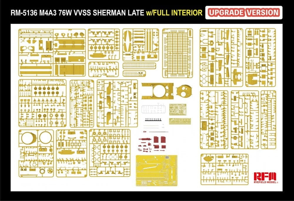 Rye Field Model 5136 M4A3 76W VVSS Sherman Late Upgrade Version Full Interior 1/35 – zdjęcie 9