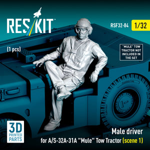 RESKIT RSF32-0084 Male driver for A/S-32A-31A "Mule" Tow Tractor (scene 1) (1 pcs) (3D Printed) 1/32