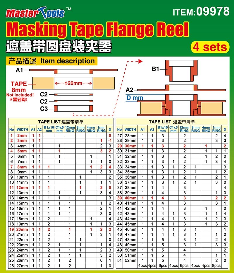 Trumpeter 09978 Masking Tape Flauge Reel - 4 sets – zdjęcie 4