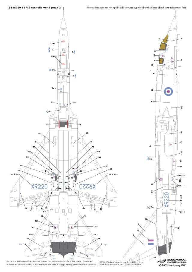 HobbyDecal ST48029V1 BAC TSR.2 Stencils ver 1 1/48 – zdjęcie 3