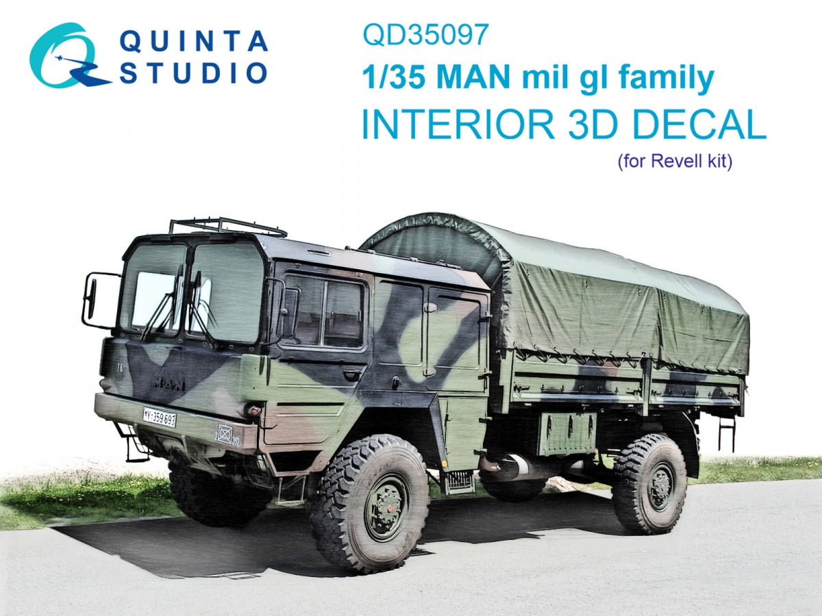 Quinta Studio QD35097 MAN mil gl family 3D-Printed &amp;amp; coloured Interior on decal paper (Revell) 1/35