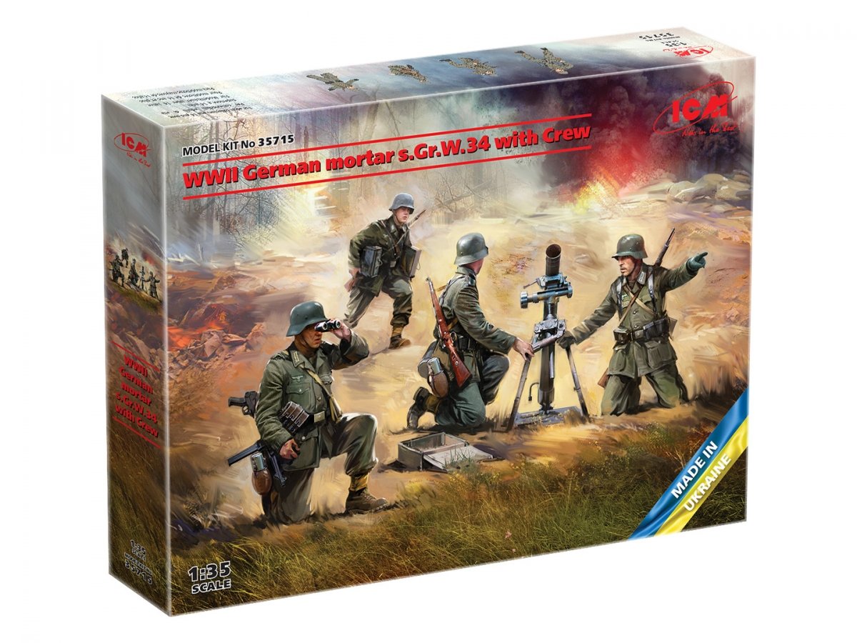 ICM 35715 WW2 German mortar GrW 34 with Crew (mortar and 4 figures) 1/35 – image 2
