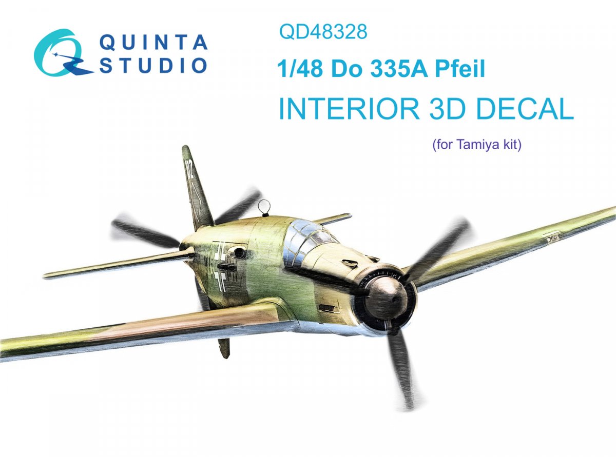 Quinta Studio QD48328 Do 335A Pfeil 3D-Printed &amp;amp; coloured Interior on decal paper (Tamiya) 1/48