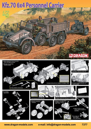 Dragon 7377 Kfz.70 6x4 Personnel Carrier + 3.7cm PaK 35/36 1/72 – image 2