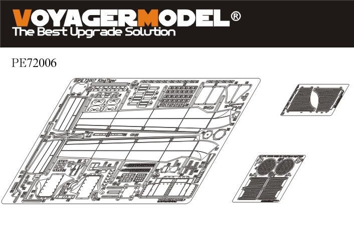 Maquette Voyager PE72006 KingTiger allemand de la Seconde Guerre mondiale (tourelle Henschel) pour DRAGON 7240 au 1/72