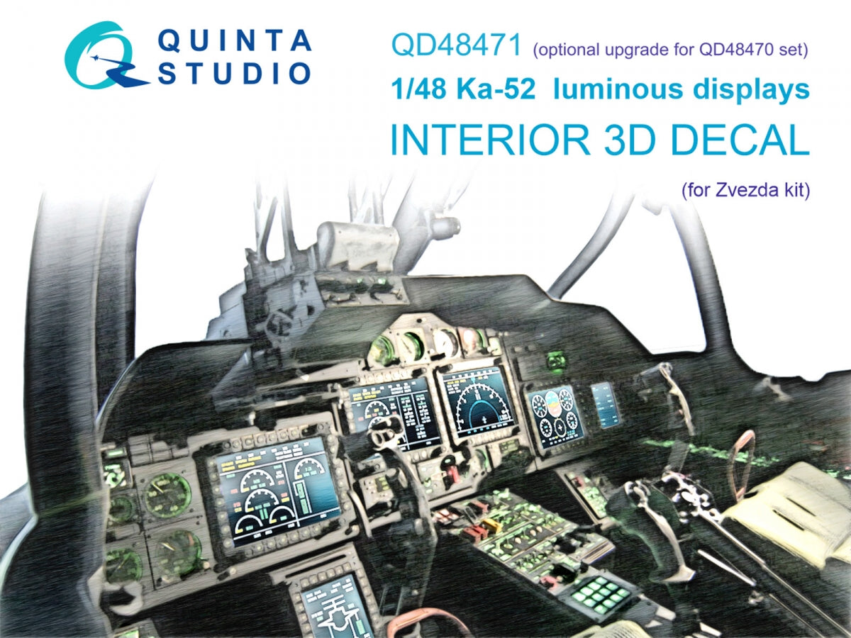 Quinta Studio QD48471 Ka-52 luminous displays for QD48470/QDS-48470 sets (Zvezda) 1/48