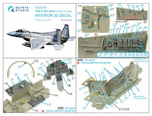 Quinta Studio QD32155 F-15C Early/F-15A/F-15J early 3D-Printed &amp;amp; coloured Interior on decal paper (Tamiya) 1/32 – zdjęcie 9