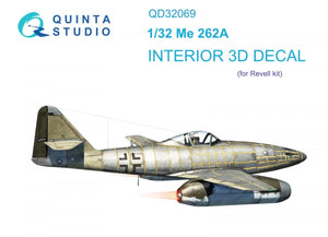 Quinta Studio QD32069 Me 262A 3D-Printed &amp;amp; colored Interior on decal paper (Revell) 1/32