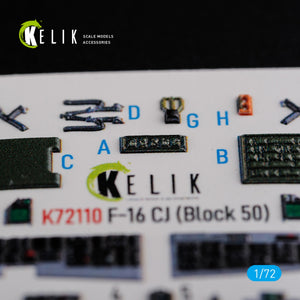 KELIK K72110 F-16 CJ (Block 50) interior 3D decals for Tamiya kit 1/72 – immagine 4