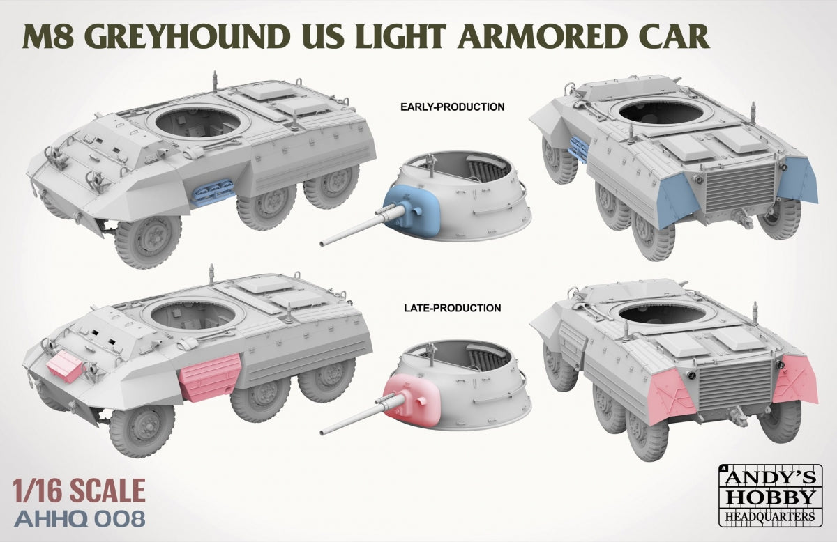 Andy&amp;#39;s Hobby Headquarters AHHQ-008 M8 Greyhound US light Armored Car 1/16 – zdjęcie 3