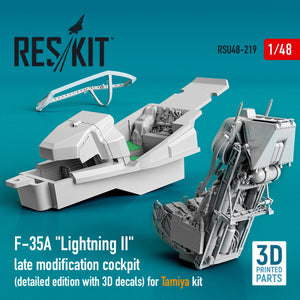 RESKIT RSU48-0219 F-35A &amp;quot;LIGHTNING II&amp;quot; COCKPIT (DETAILED EDITION WITH 3D DECALS) FOR TAMIYA KIT (3D PRINTED) 1/48 – zdjęcie 2