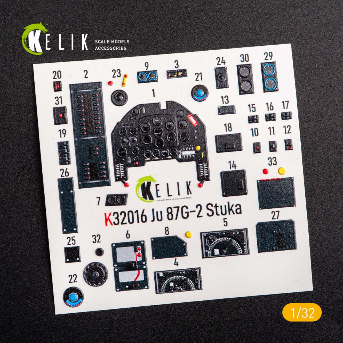 KELIK K32016 JUNKERS JU 87 D/G STUKA - INTERIOR 3D DECAL FOR TRUMPETER KIT 1/32 – zdjęcie 3