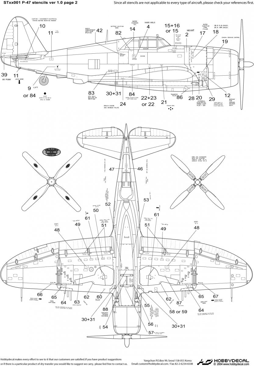 HobbyDecal ST48001V1 P-47 Stencils ver 1 1/48 – zdjęcie 3