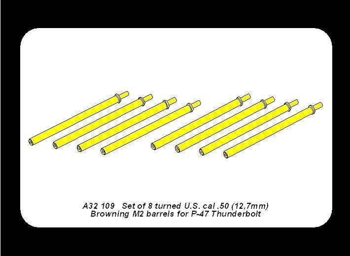 Aber A32109 Set of 8 turned cal .50 (12,7mm) U.S. Browning M2 barrels for P-47 Thunderbolt 1/32 – zdjęcie 6