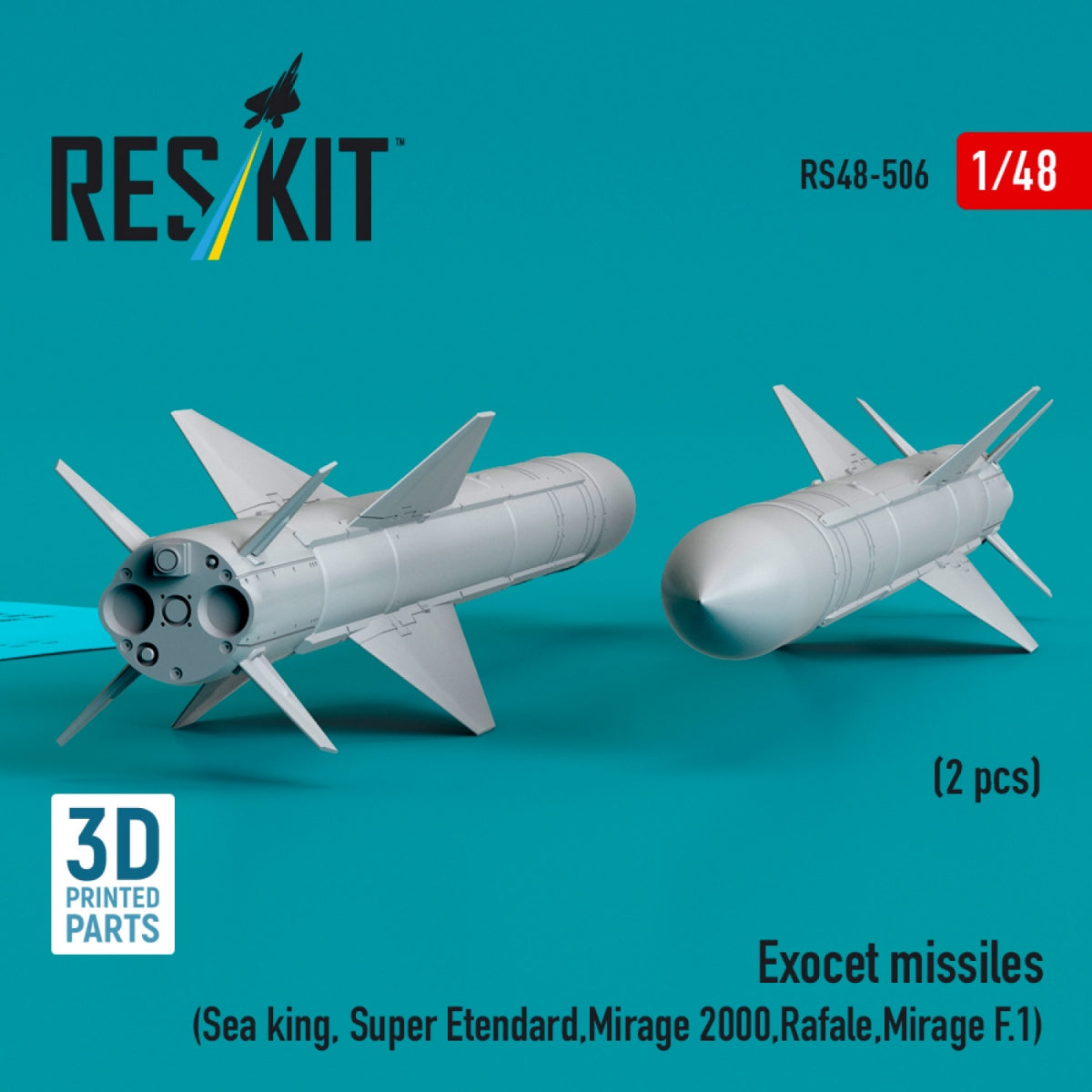 RESKIT RS48-0506 Exocet missiles (2 pcs) (3D Printed) 1/48 – image 2
