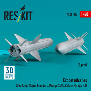 RESKIT RS48-0506 Exocet missiles (2 pcs) (3D Printed) 1/48 – image 2