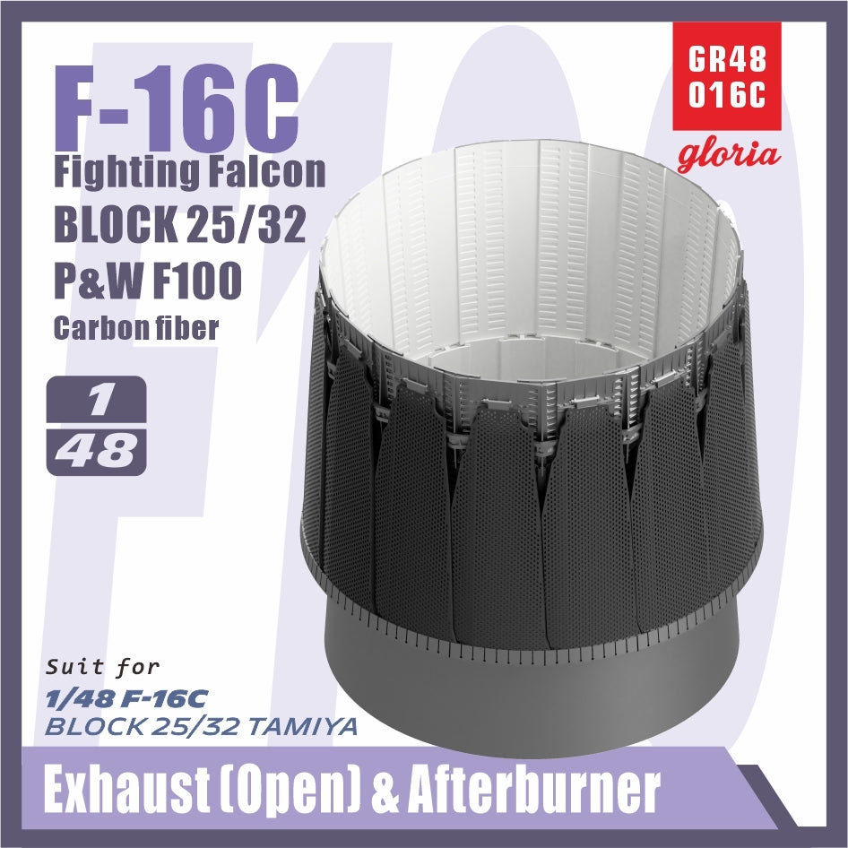 Gloria GR48016C F-16C F110-PW Carbon Fiber Exhaust Nozzle & Afterburner OPEN TAMIYA 1/48