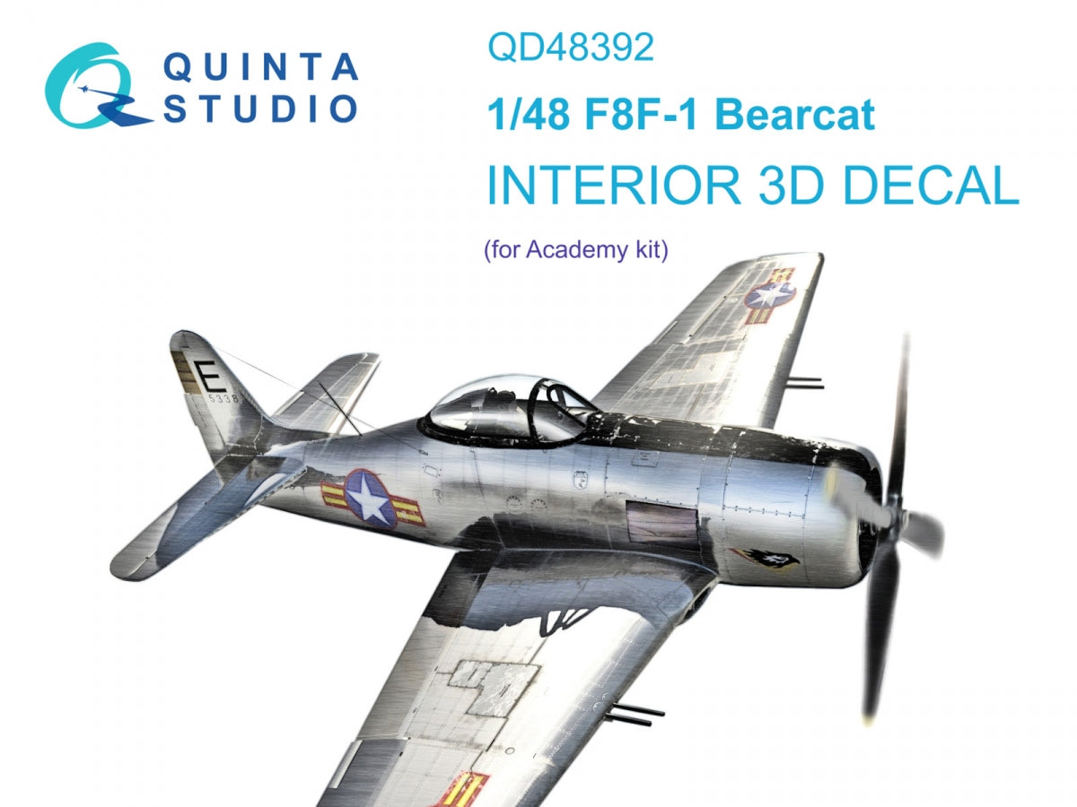 Quinta Studio QD48392 F8F-1 Bearcat 3D-Printed &amp;amp; coloured Interior on decal paper (Academy) 1/48