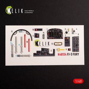 KELIK K48124 FJ-3 - interior 3D decals for Zimi Model/KittyHawk kit 1/48