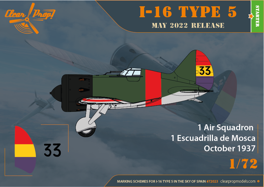 Clear Prop! CP72023 I-16 Type 5 In the sky of Spain STARTER KIT 1/72 – zdjęcie 5