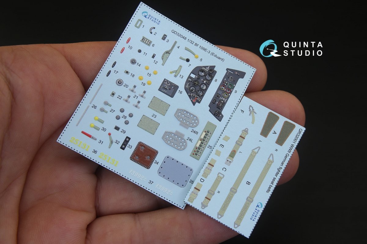 Quinta Studio QD32048 Bf 109E-3 3D-Printed &amp;amp; colored Interior on decal paper (for Eduard kit) 1/32 – image 2