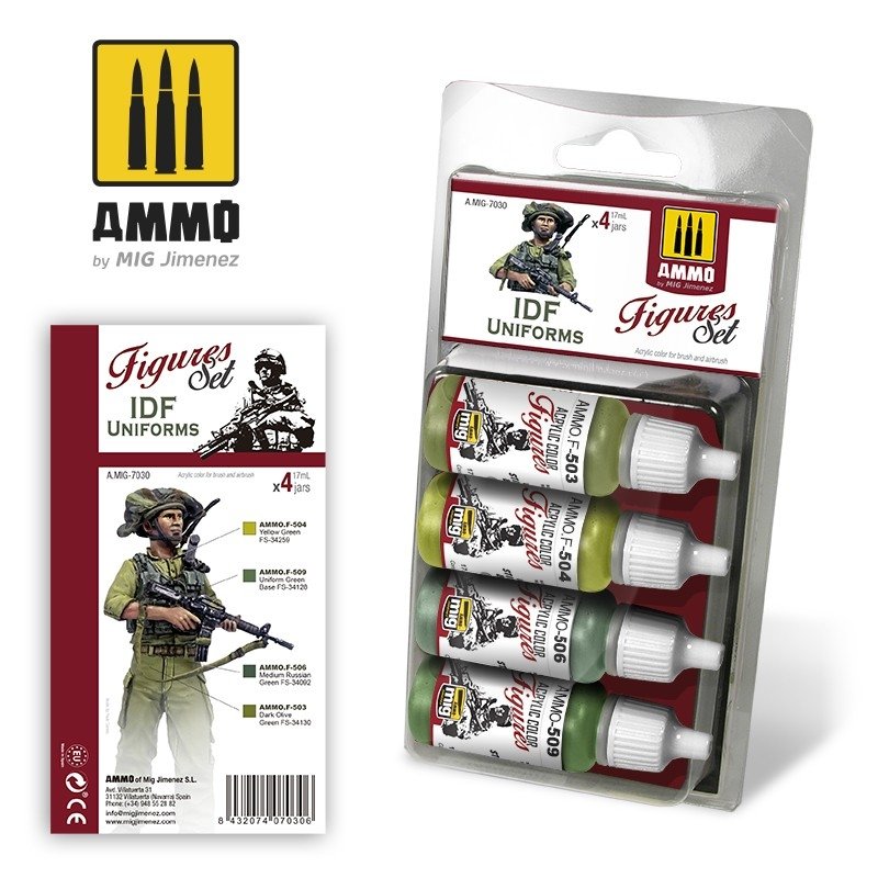 AMMO of Mig Jimenez 7039 IDF UNIFORMS SET 4x17ml