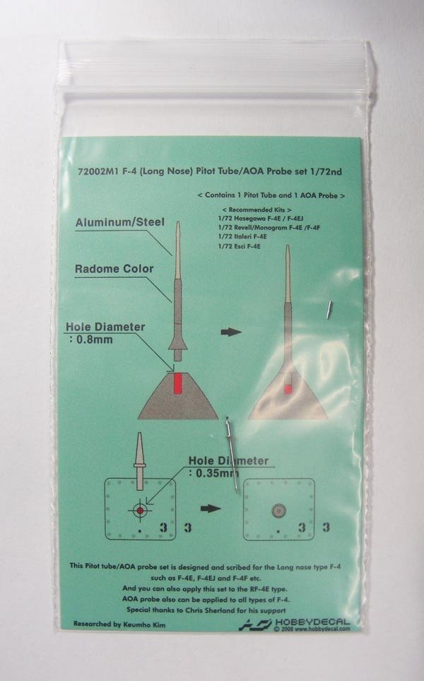 HobbyDecal MT72002V1 Ensemble de tubes Pitot pour F-4 à nez long, échelle 1/72