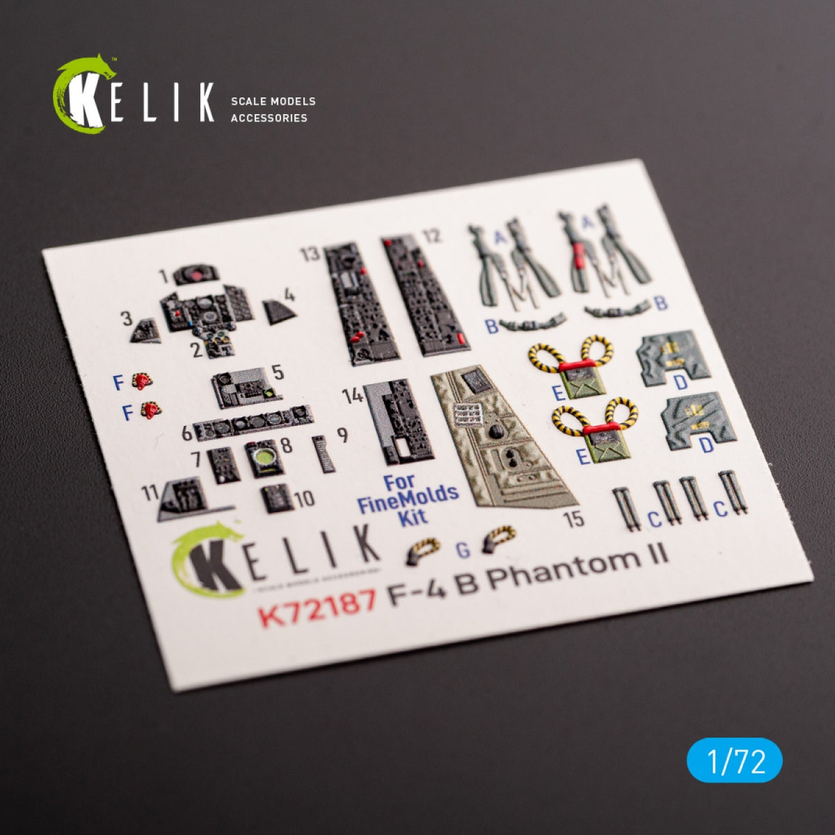 Kelik K72187 F-4B Phantom - interior 3D decals for FineMolds kit 1/72